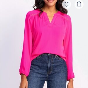 Fortune + Ivy Fuchsia Pink Clark Blouse Size Medium NWT Stitch Fix
